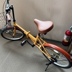 折りたたみ自転車 20インチ イエロー 鍵付き