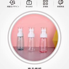 スプレーボトル 60ml アルコール ポンプボトル 消毒 除菌 軽量 旅行 虫除け 化粧水詰め替え【6個セット 】の画像