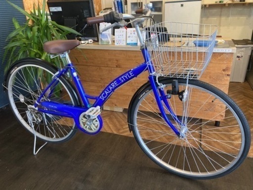 【前後タイヤ・チューブ新品！】6段変速　27インチ自転車　ブルー