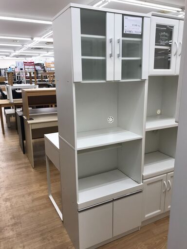★ジモティ割あり★  食器棚 白 H178×W60×D39 クリーニング済み KJ2059