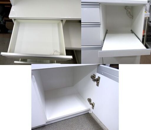 レンジボード 幅99×奥行49.5×高さ198.5㎝ ホワイト エナメル天板 キッチンボード コンセント4口つき 札幌市 西岡店