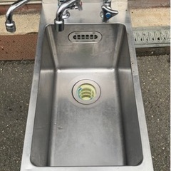 業務用 1槽シンク 二口蛇口付き 幅300×奥600×高