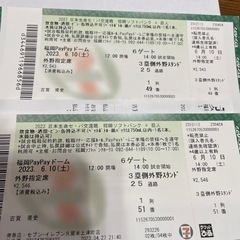 予定者あり　6月10日pay payドーム交流戦ソフトバンク　巨人戦　4枚　外野指定席　三塁側の画像