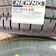 夏 日産純正 ノート☆新品 タイヤ☆ブリヂストン【100％ 富山】185/70R14 ニューノ NEWNO 日産 ニッサン純正 4本 E12 ノート純正 中古ホイールの画像