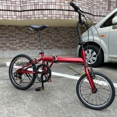 【メンテナンス済み】20インチ　折りたたみ自転車　ワインレッド　...