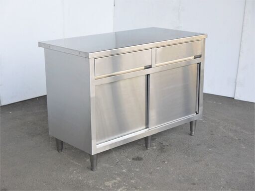 【ヤ取終了7/8】≪yt705ジ≫ 引出付キャビネット作業台 ステンレス 幅120 奥行60 調理テーブル 厨房/店舗/設備/ガレージ/収納 現状品 50513-10