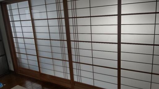 ガラス入り引き戸(中古)居間 4枚セット 建具