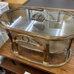 ガラステーブル　No.5804　ラタン　センターテーブル　籐家具...