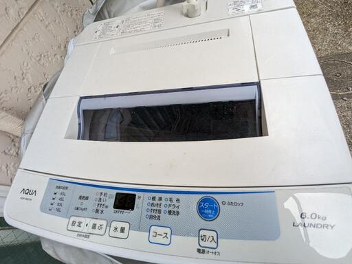 全自動洗濯機 縦型 6kg 2017年製 30日保証 AQUA AQW-S60E-W