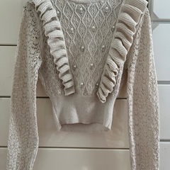 ZARA フェイクパール フリル ニット セーター
