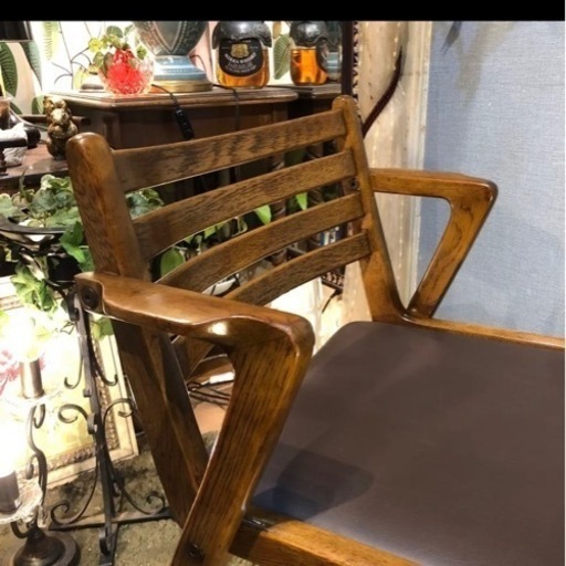 ヴィンテージ  旭川家具　ナラ無垢　ショートアームチェア