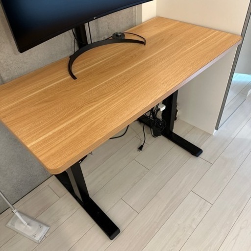 FLEXISPOT 電動式スタンディングデスク(幅120×奥行60) 昇降デスク EG1 セット(足黒＋天板メイプル)