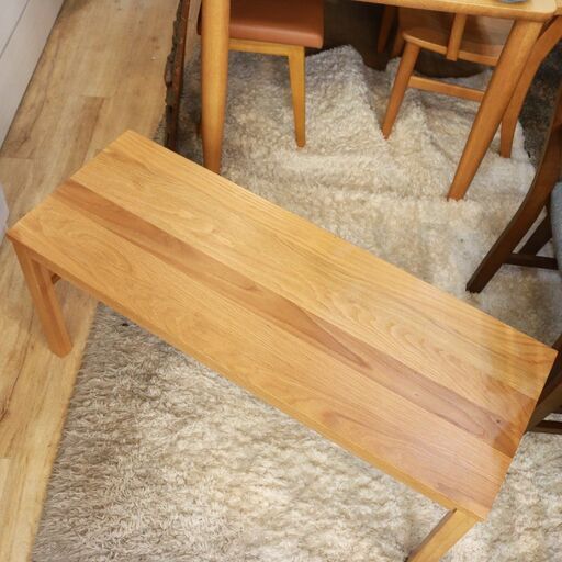 340)【美品】MUJI 無印良品 木製 ベンチ チェア 板座 収納棚付き 木目 天然木 オーク材 参考価格29,900円