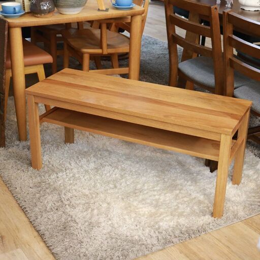 340)【美品】MUJI 無印良品 木製 ベンチ チェア 板座 収納棚付き 木目 天然木 オーク材 参考価格29,900円