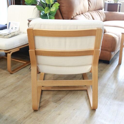 136)【美品】MUJI 無印良品 木製 リビングでもダイニングでもつかえるソファチェア 天然木 オーク材 新品カバー付き♪ 参考価格