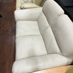 大川家具購入?本革 2人掛けソファ レザー ホワイト 白 3993