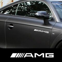 2枚セット AMG メルセデスベンツ Mercedes Benz ステッカー デカール 20cm サイド ウインドウ ホワイト 白の画像