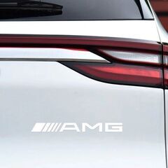 2枚セット AMG メルセデスベンツ Mercedes Benz ステッカー デカール 20cm サイド ウインドウ ホワイト 白の画像
