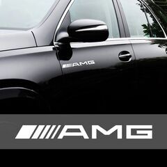 2枚セット AMG メルセデスベンツ Mercedes Benz ステッカー デカール 20cm サイド ウインドウ ホワイト 白の画像