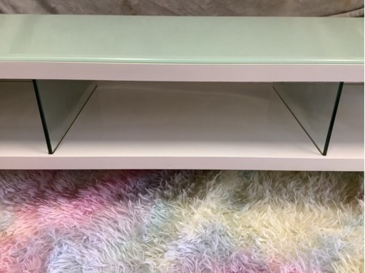 【リサイクルサービス八光】幅160cm　ホワイトエナメル　ガラス天板TVボード