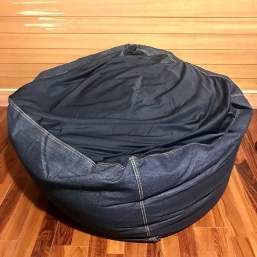 無印良品 体にフィットするソファー デニム ネイビー ビーズクッション