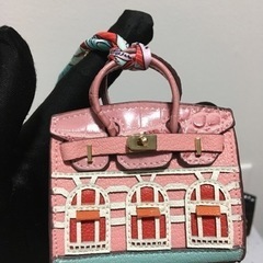ハンドメイド 超ミニハウス バッグチャーム 超繊革PU素材の画像