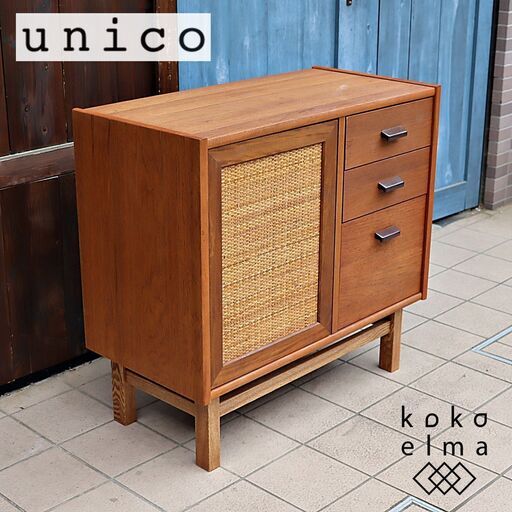 unico(ウニコ)のWICK(ウィック)シリーズのキャビネット Ｗ800です。ヴィンテージスタイルのレトロなデザインは北欧スタイルやブルックリンスタイルなどにおススメのサイドボードです。DE440