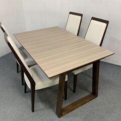 Karimoku/カリモク ダイニング5点セット 幅135 メラミンテーブル/チェア×4 アーバンブラウン 耐水 耐熱 中古家具 店頭引取歓迎 R7201)