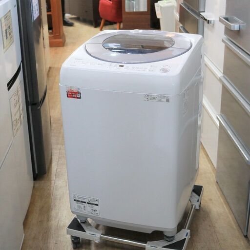 034)【2021年製】シャープ 洗濯機 8kg ES-GV8F-S 穴なし槽 インバーター搭載 シルバー系 SHARP
