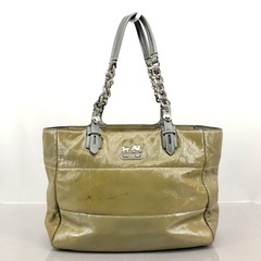 COACH コーチ エナメルレザー  肩かけショルダー トートバッグ