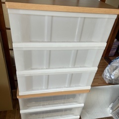 木目天板　3段衣装ケース　2個セットの画像