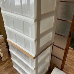 木目天板　3段衣装ケース　2個セットの画像