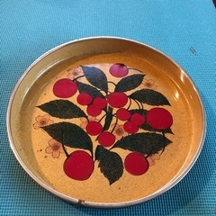 昭和レトロなお盆　花とフルーツ柄