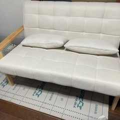 ★ほぼ新品★アイリスオーヤマ　2人掛けウッドフレームソファ WF...