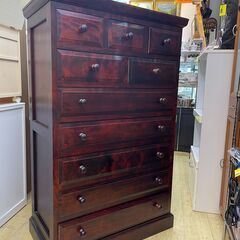 旭川家具 北の匠 樺無垢材 7段チェスト 茶色 ブラウン 衣装棚 衣装収納 衣装箪笥 ■横幅85cm×奥行46cm×高さ135cm■買取帝国 朝霞店 近隣配送無料 ヤ出
