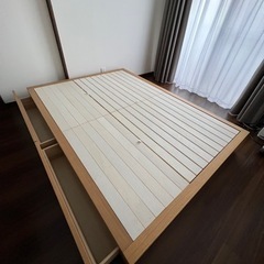 【引越処分】無印良品ダブルベッドフレーム（引出し付）