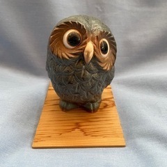 フクロウの置物　陶器