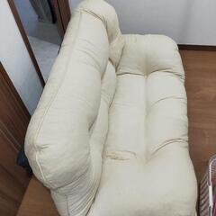 折りたたみ　ソファー　ホワイト　2人掛けの画像