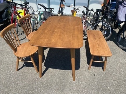 ダイニングテーブルセット　長椅子　椅子2脚　中古　リサイクルショップ宮崎屋佐土原店R5.6.3
