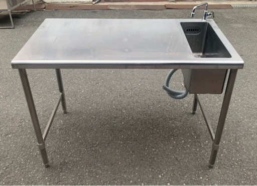 業務用 1槽シンク 幅1200×奥650×高さ850(mm) 水切りシンク 右シンク 台付シンク 流し台 厨房機材 キッチン 手洗い場 厨房 一層 1層 大阪