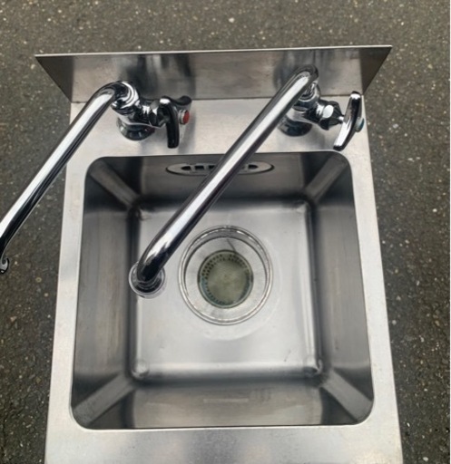 業務用 1槽シンク 二口蛇口付き 幅300×奥350×高さ800(mm) 流し台 一層 一槽 キッチン 手洗い場 厨房機器 店舗用品 
