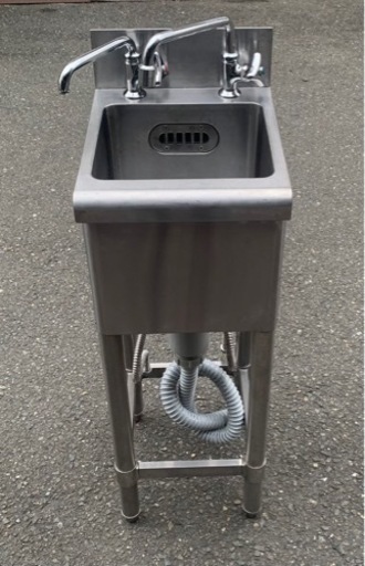 業務用 1槽シンク 二口蛇口付き 幅300×奥600×高さ800(mm) 流し台 一層