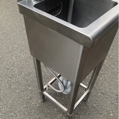 業務用 1槽シンク 二口蛇口付き 幅300×奥600×高さ800(mm) 流し台 一層