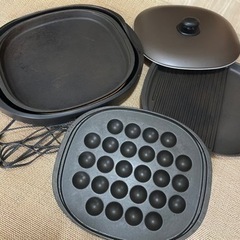 中古ホットプレート本体、平・波型・たこ焼きプレート一式