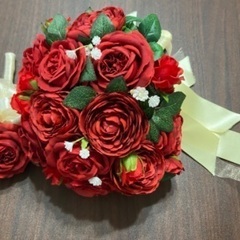 ウエディング　ブーケ＆ブートニア　造花