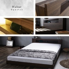 棚・コンセント・LED照明付きフロアベッド セミダブルの画像