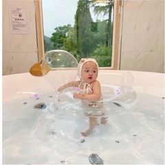 【訳あり】浮輪　アヒル　透明　プール　お風呂　クリア　ベビー　足入れタイプの画像