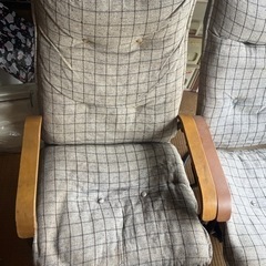 リクライニングチェア、オットマン付き　ジャンクの画像
