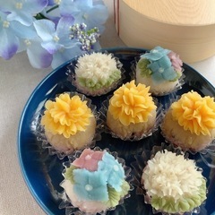 白あんで作る季節のお花「紫陽花ひとくち華おはぎ＋父の日」レッスン