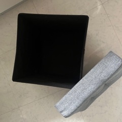 スツール 収納 オットマン グレーの画像